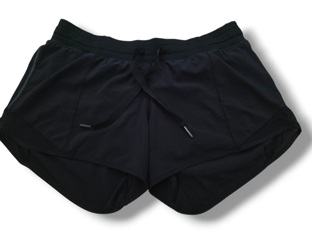 Lululemon Women's 4 Vintage Black Hotty Hot Running Shorts Drawstring
